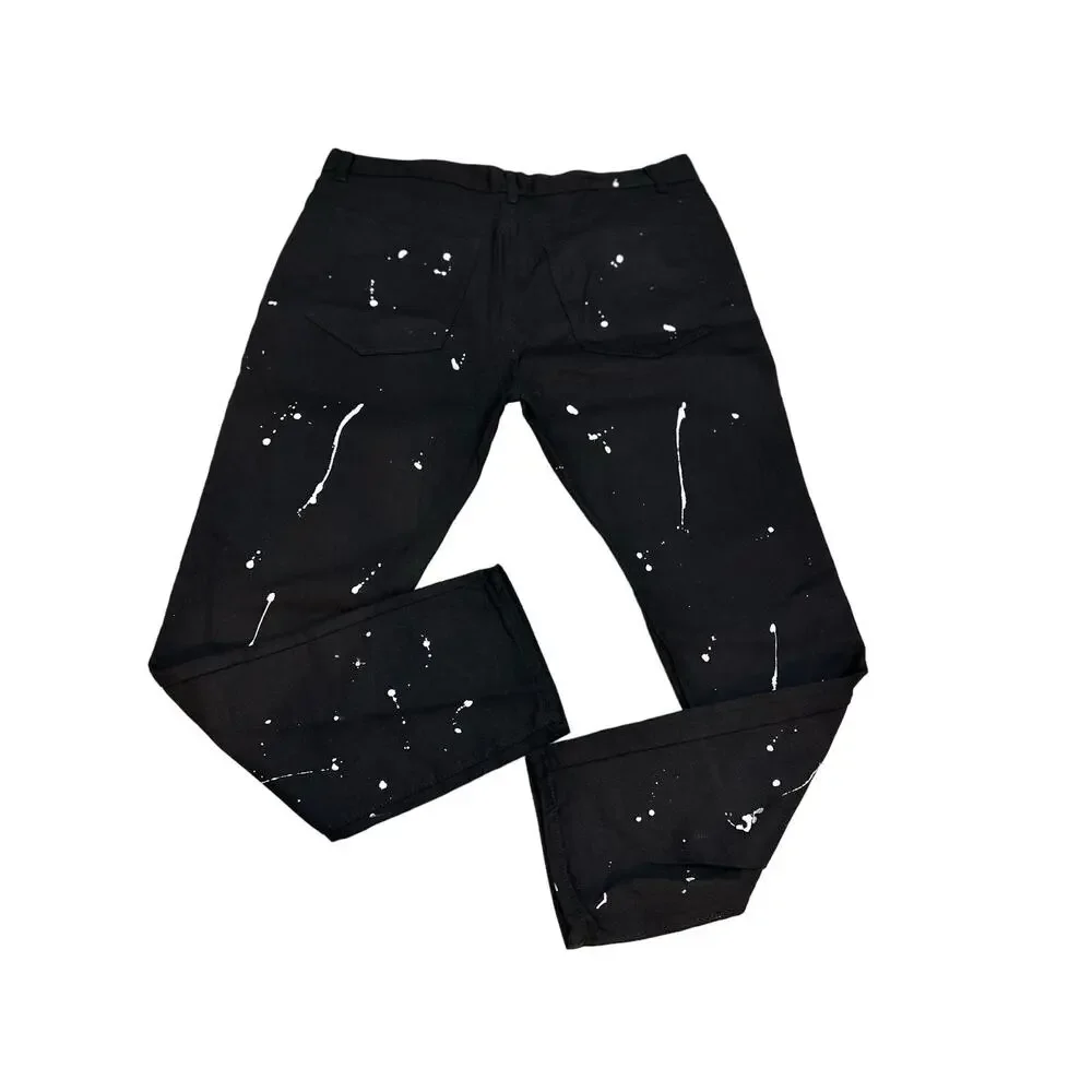 Jeanetix paint splattered black jeans size 40 x 32